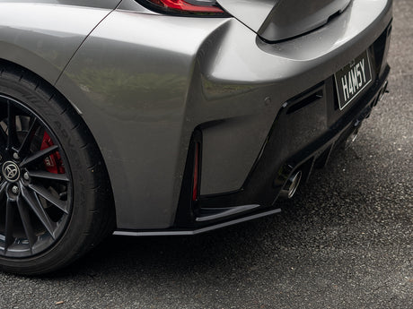 Rear bumper detail featuring rear spats from splitter kit.