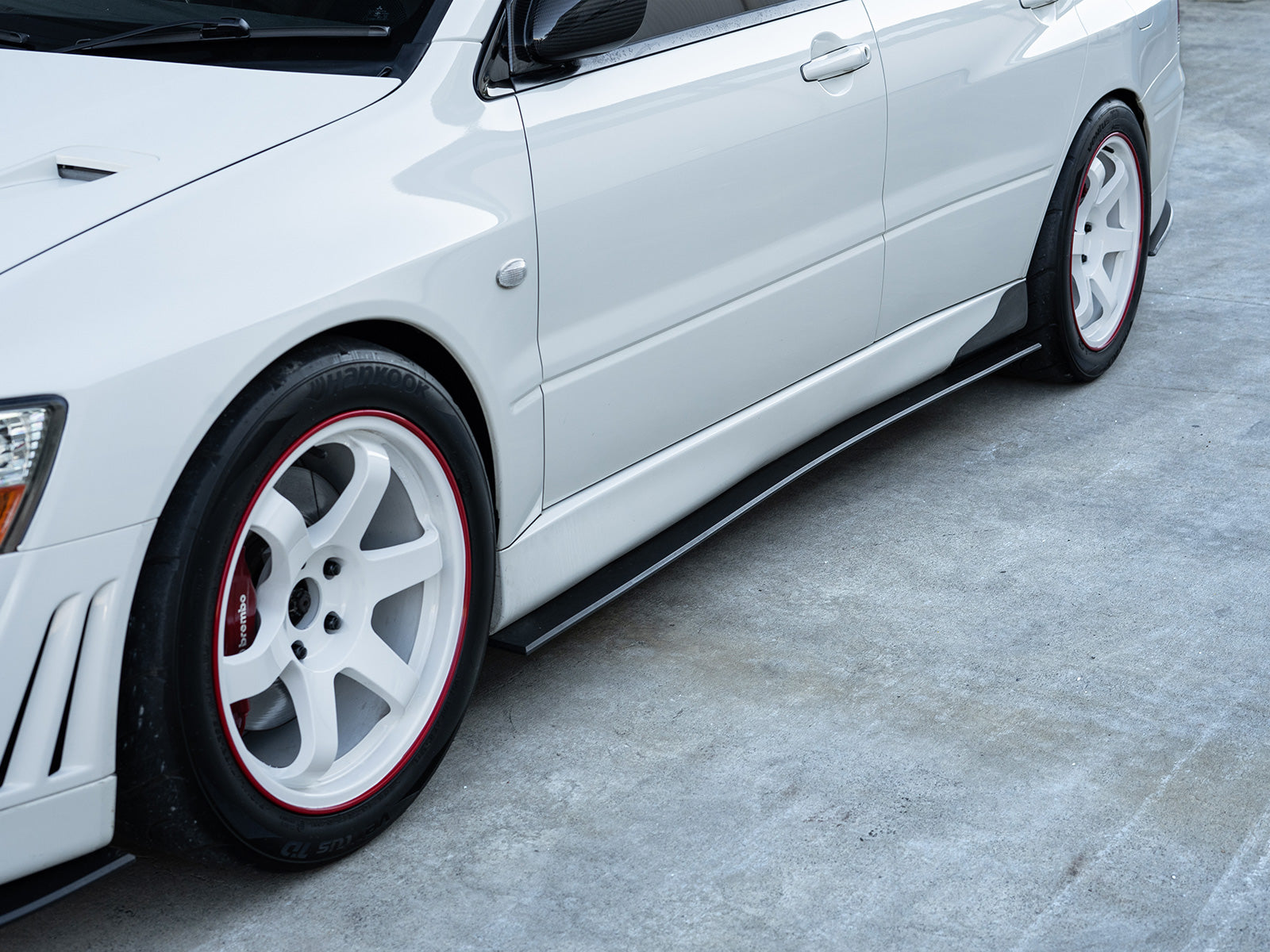 Project Aero Mitsubishi Evo 7, 8 and 9 side skirt extensions are a popular addition to any Evo creating a more subtle and look