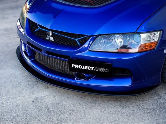 The Project Aero Evo 9 front splitter lip is the perfect lip for any Evo 9, complimenting the front bumper, this is a perfect piece for any Evo 9
